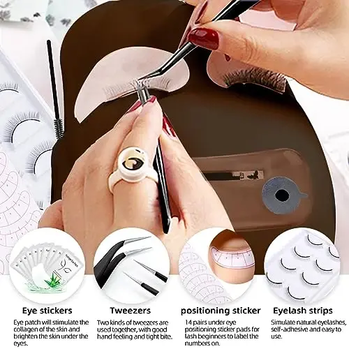 Lash Extension Kit Professional Eyelash Extensions Practice Set with Mannequin Head Removable Eyelids USB Lash Fan Individual False Eyelash Shampoo Brush Glue Practical Tools for Beginners - 6