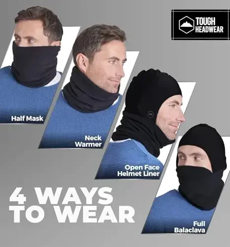 Tough Headwear Winter Neck Warmer-Fleece Balaclava, Ski Mask For Men & Women, Cold Weather, Motorcycle Helmet Liner - 6
