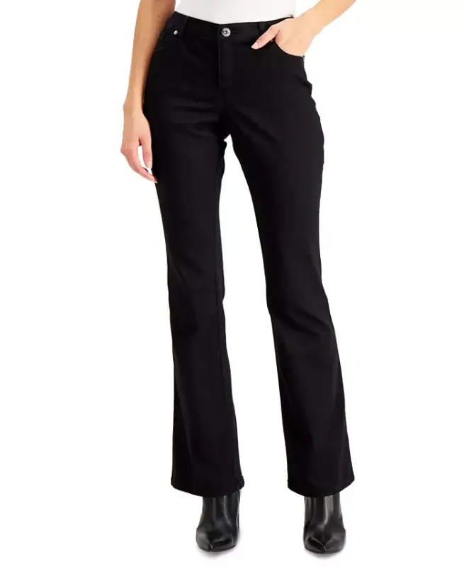 Petite Mid-Rise Bootcut Jeans, Created for Modazone - Deep Black - 1