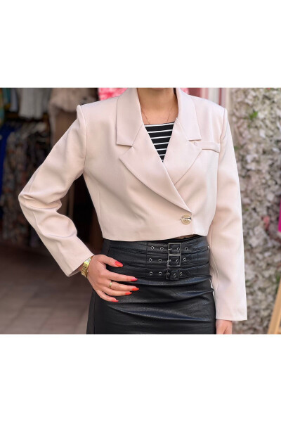 Kısa Crop Blazer Ceket - 3