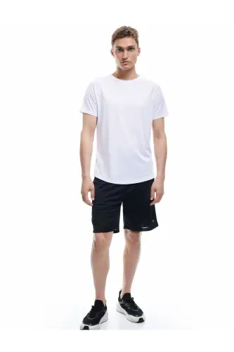 Kısa Kollu Bisiklet Yaka Reglan Kol Arkası Baskılı Slim Fit Spor Tişört-Beyaz - KOTON (1)