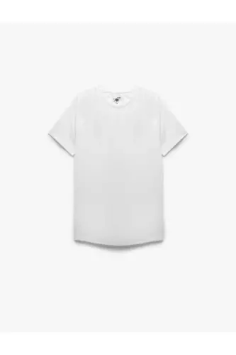 Kısa Kollu Bisiklet Yaka Reglan Kol Arkası Baskılı Slim Fit Spor Tişört-Beyaz - 4