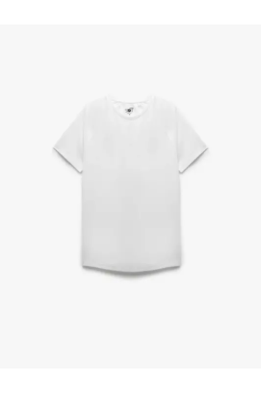 Kısa Kollu Bisiklet Yaka Reglan Kol Arkası Baskılı Slim Fit Spor Tişört-Beyaz - 4