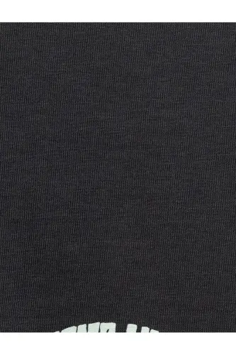 Kısa Kollu Bisiklet Yaka Tok Kumaş Pamuklu Arkası Baskılı Tişört-Antrasit - 7