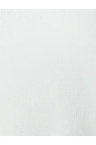 Kısa Kollu Bluz Dik V Yaka Standart Kesim-Beyaz - 6