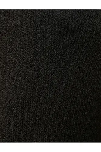 Kısa Kollu Bluz Dik V Yaka Standart Kesim-Siyah - 6