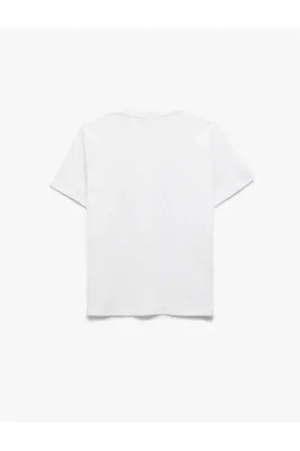 Kısa Kollu Cepli Regular Fit Bisiklet Yaka Pamuklu Basic Erkek Tişört-Beyaz - 2