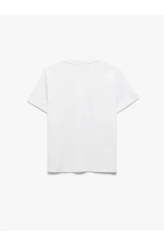 Kısa Kollu Cepli Regular Fit Bisiklet Yaka Pamuklu Basic Erkek Tişört-Beyaz - 2