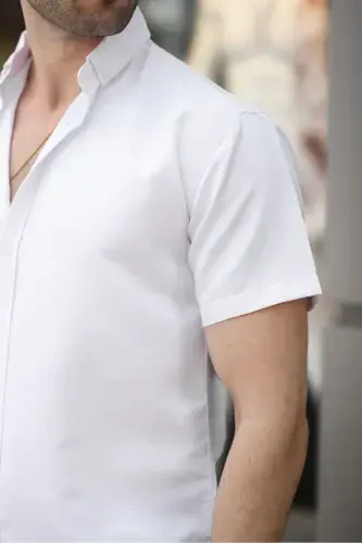 Kısa Kollu Klasik Gömlek-BEYAZ - COMSTAR (1)