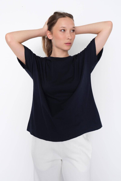 Kısa Kollu Oversize Basic T-shirt P0730-J6J7Y4-Laci - 2