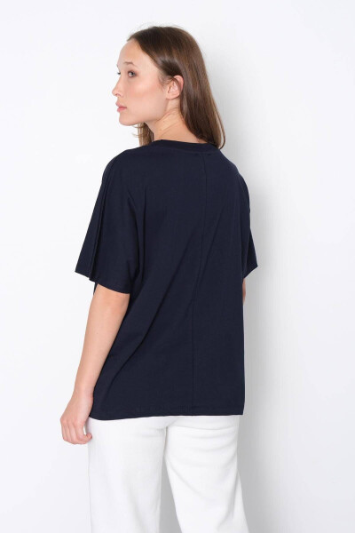 Kısa Kollu Oversize Basic T-shirt P0730-J6J7Y4-Laci - 5