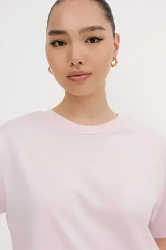 Kısa Kollu Oversize Basic T-shirt P0730-J6J7Y4-Lotus - 3