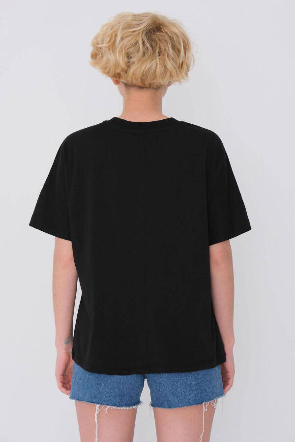 Kısa Kollu Oversize Basic T-shirt P0730-j6j7y4-Siyah - 5