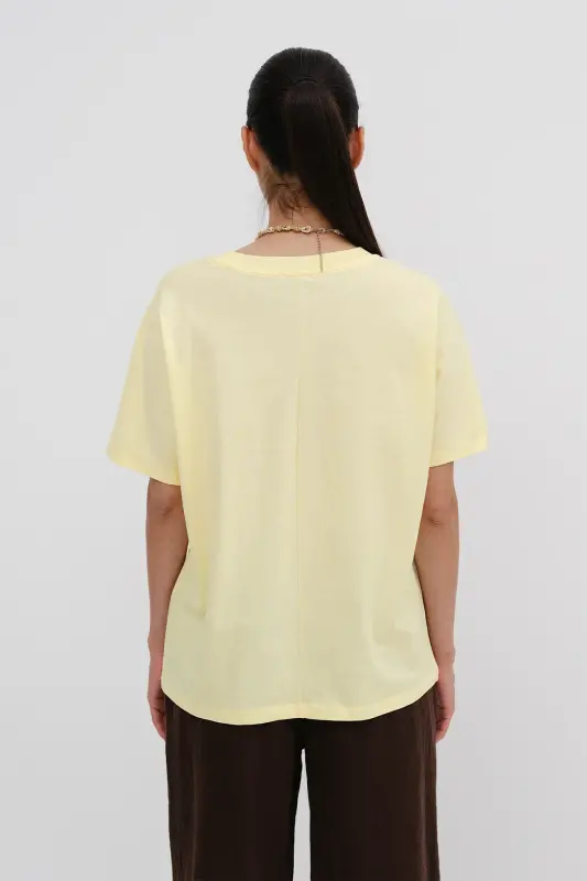 Kısa Kollu Oversize Basic T-shirt P0730-J6J7Y4 - T.Sarı - 5