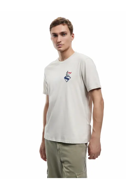 Kısa Kollu Pamuklu Regular Fit Bisiklet Yaka Arkas - KOTON