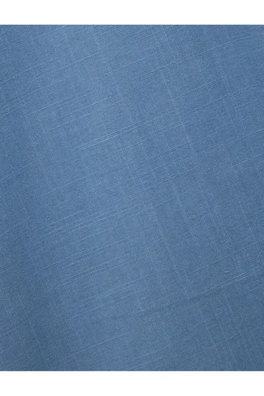 Kısa Kollu Pamuklu Regular Fit Klasik Gömlek - Açık İndigo - 6