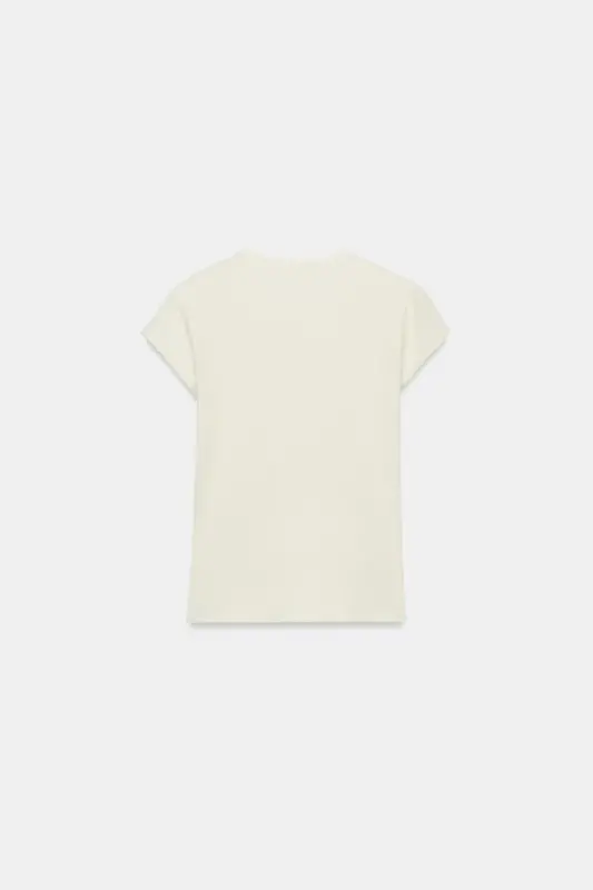 KISA KOLLU SLIM FIT T-SHIRT-Ekru - 8