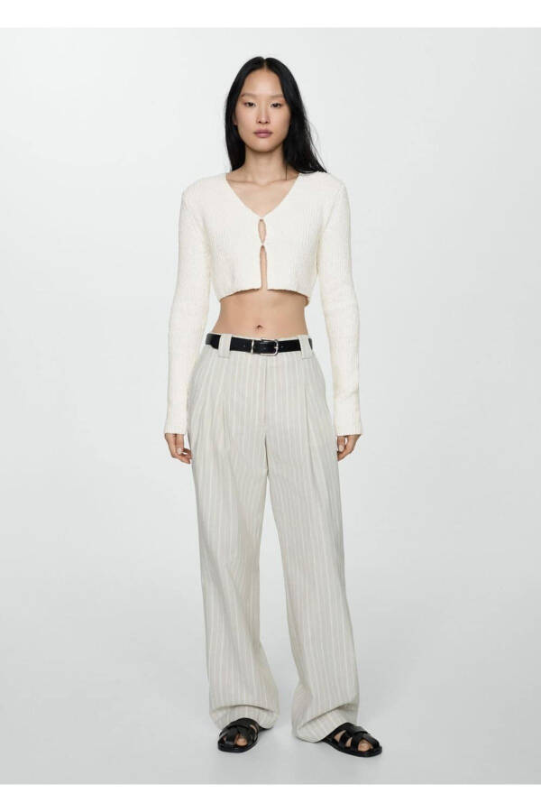 Kısa örgü hırka-Beyaz - 2