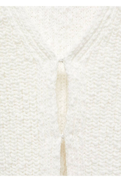 Kısa örgü hırka-Beyaz - 6