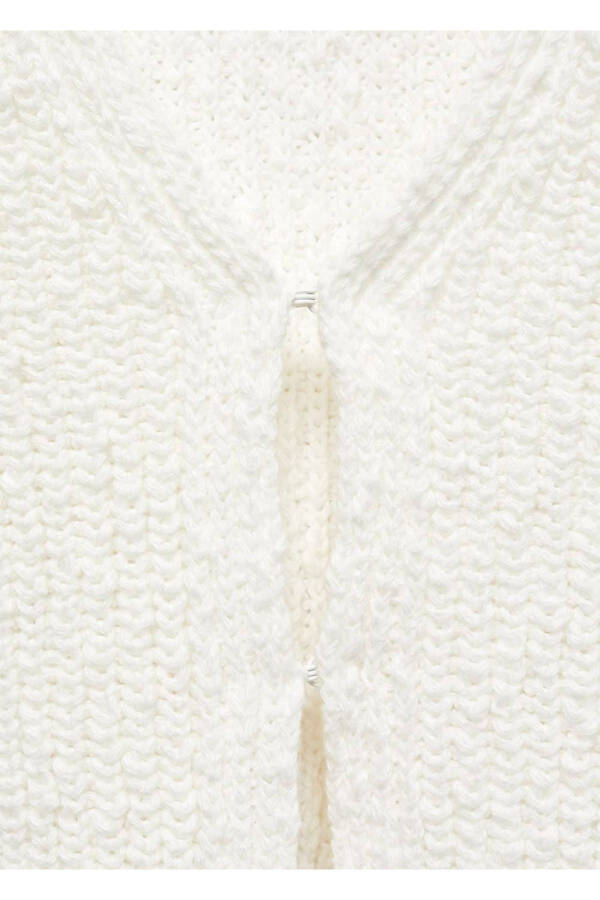 Kısa örgü hırka-Beyaz - 6