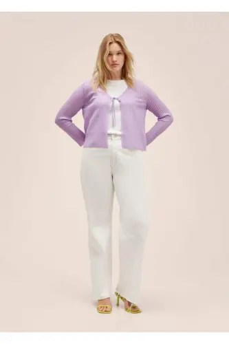 Kısa Örgü Hırka-Açık/Pastel Mor - 7