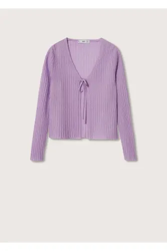 Kısa Örgü Hırka-Açık/Pastel Mor - 3