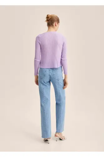 Kısa Örgü Hırka-Açık/Pastel Mor - 4