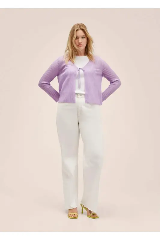 Kısa Örgü Hırka-Açık/Pastel Mor - 7