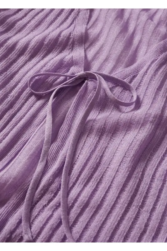 Kısa Örgü Hırka-Açık/Pastel Mor - 8