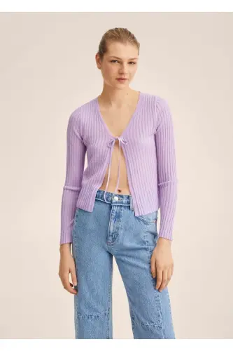 Kısa Örgü Hırka-Açık/Pastel Mor 