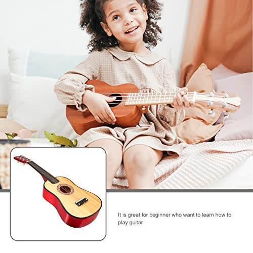 Kisangel 1pc Kids Beginner Guitar 23 Inch Guitar 6 String Vintage Style Acoustic Guitar Wooden Guitar Music Instruments for Kids (As Shown) - 5