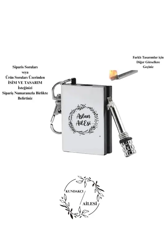 Kişiye Özel 2'li Çakmak 1 Adet Çift Alev Gazlı + 1 Adet Benzinli Çakmak Tasarım ve İsimli-Metalik Çakmak - 3