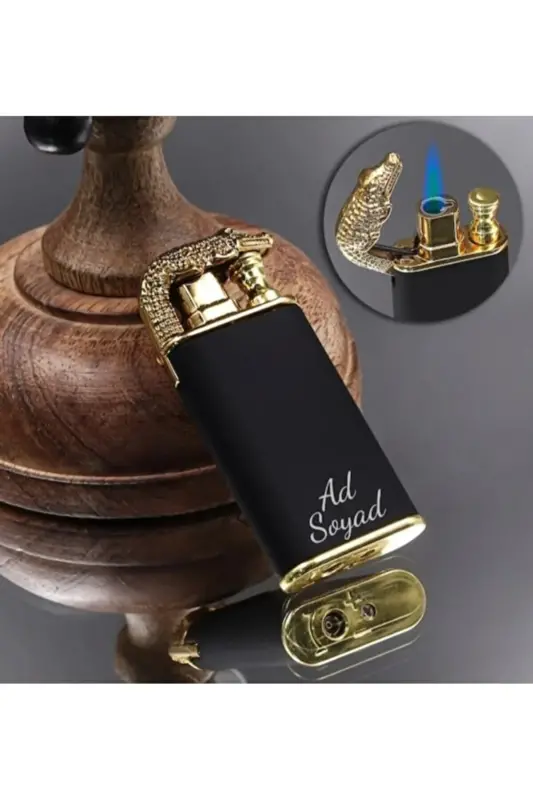 Kişiye Özel 2'li Çakmak 1 Adet Çift Alev Gazlı + 1 Adet Benzinli Çakmak Tasarım ve İsimli-Metalik Çakmak - 7