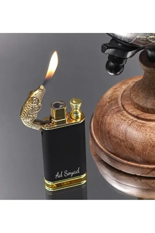 Kişiye Özel 2'li Çakmak 1 Adet Çift Alev Gazlı + 1 Adet Benzinli Çakmak Tasarım ve İsimli-Metalik Çakmak - 8