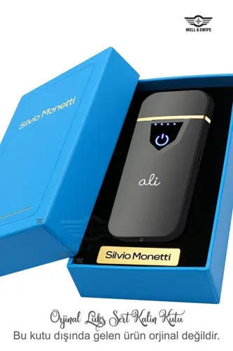 Kişiye Özel Baskılı Vip Alevsiz Çakmak Parmak Izi Dokunmatik Şarjlı Çakmak Siyah-Füme Usb - 3