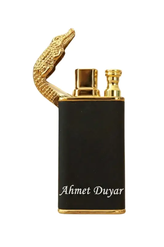 Kişiye Özel Çakmak Çift Alev Gazlı Ejderha Alevi Çakmak Kişiselleştirilebilir İsim/ Tasarımlı-Siyah Cakmak - 3