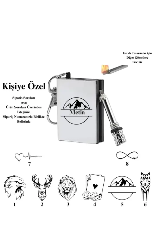 Kişiye Özel Çakmak Kişiselleştirilebilir İsim/ Tasarımlı-Gri Cakmak - MIL SWIPE