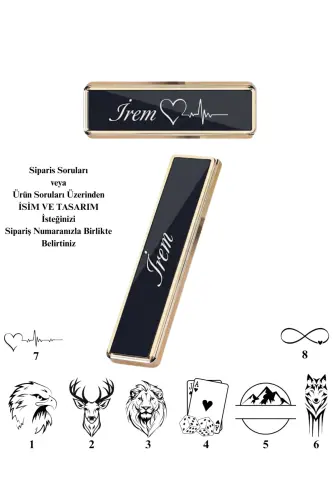 Kişiye Özel Hediyelik Çakmak Tasarım ve İsim Baskılı Usb Şarjlı Alevsiz-Siyah Cam Çakmak - 1