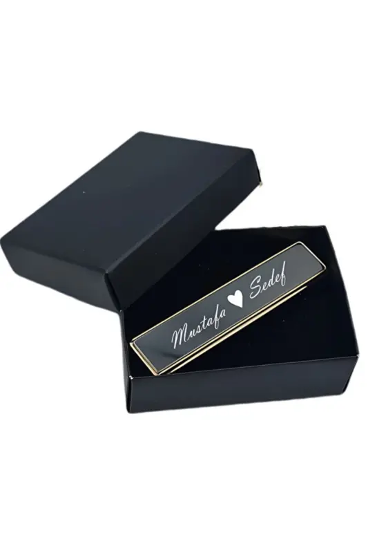 Kişiye Özel Hediyelik Çakmak Tasarım ve İsim Baskılı Usb Şarjlı Alevsiz-Siyah Cam Çakmak - 4