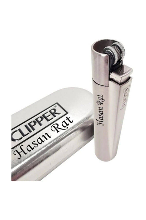 Kişiye Özel Isim Baskılı Kutulu Metal Renk Clipper Çakmak Isme Özel Kaliteli Gly- 202 Metal - 4