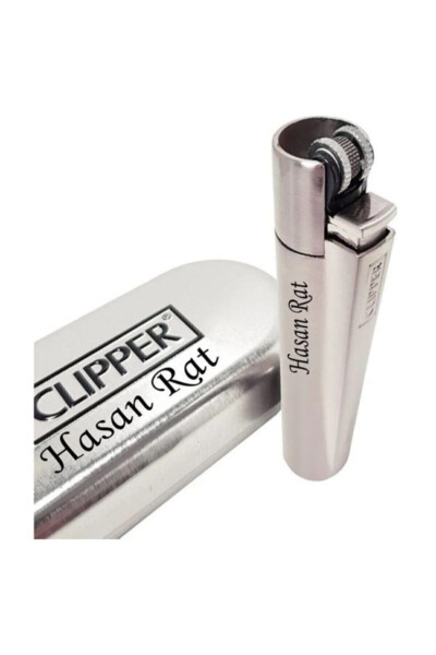 Kişiye Özel Isim Baskılı Kutulu Metal Renk Clipper Çakmak Isme Özel Kaliteli Gly- 202 Metal - 1