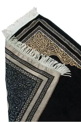 Kişiye Özel Nakışlı Hediyelik Şönil Namazlık İsimli Seccade Siyah-Siyah - 3