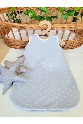 Kışlık 2,5 Tog Fermuarlı Kız- Erkek Bebek-çocuk Torba Uyku Tulumu 2,5 Tog- Gri/ Puantiyeli - Gri - Alpar Tekstil (1)