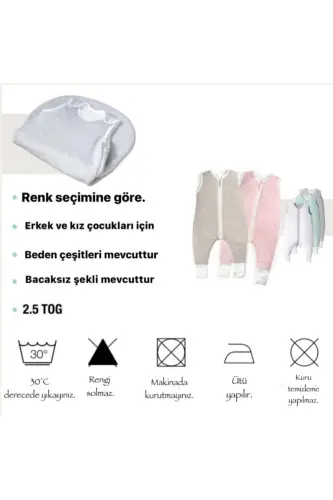 Kışlık 2,5 Tog Torba Kız Bebek Çocuk Kolsuz, Kolsuz Fermuarlı Uyku Tulumu/pembe - Pembe - 7