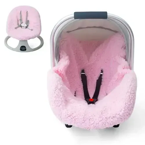 Winter Baby Car Seat Cover, Infant Car Seat Liner with Plush Fleece, Infant Insert for Baby Carseat, Warm Carseat Cover for Cold Weather, Baby Carrier Cover Liner Replacement for Newborn Shower Party - 1