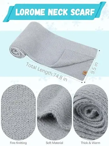 Winter Beanie Hat Scarf Gloves, Warm Fleece Knit Hat Long Scarf Neck Warmer Touch Screen Winter Gloves Set Gifts for Women - 3