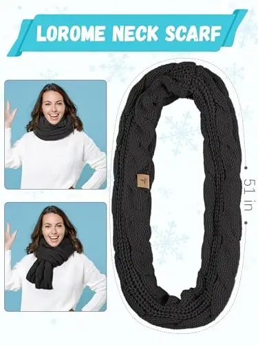 Winter Beanie Hat Scarf Gloves, Warm Fleece Knit Hats Touch Screen Gloves Neck Scarf Set Winter Gifts for Unisex Adult - 4