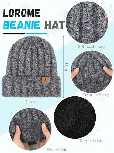 Winter Beanie Hat Scarf Gloves, Warm Fleece Knit Hat Long Scarf Neck Warmer Touch Screen Winter Gloves Set Gifts for Women - 2