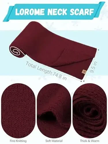 Winter Beanie Hat Scarf Gloves, Warm Fleece Knit Hat Long Scarf Neck Warmer Touch Screen Winter Gloves Set Gifts for Women - 3