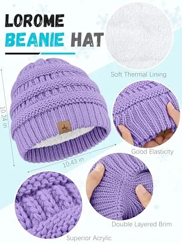 Winter Beanie Hat Scarf Gloves, Warm Fleece Knit Hats Touch Screen Gloves Neck Scarf Set Winter Gifts for Unisex Adult - 2